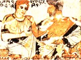 `Tiras` (Gen.10:2). Etruscan couple in Tarquinii tomb fresco. 3rd century BC.